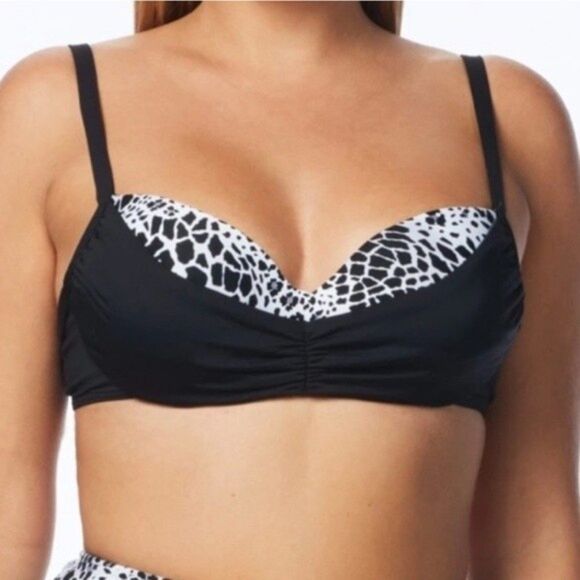 Coco Reef Black Diva Power Underwire Bikini Top Size 32/34C New With Tags - Picture 3 of 16